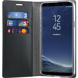 Case Diarycase Genuine Leather flip case with magnetic stand for Samsung Galaxy S9, Lizard Black