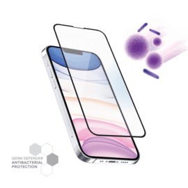 Protection d&rsquo;&eacute;cran antibact&eacute;rienne en verre tremp&eacute; ultra-r&eacute;sistant (100% de surface couverte) pour Apple iPhone 13 mini, Noir