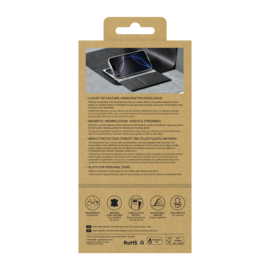 Diarycase 2.0 Coque clapet en cuir v&eacute;ritable avec support aimant&eacute; et fabriqu&eacute; avec un &eacute;tui en plastique recycl&eacute; pour Apple iPhone 16 Pro, Noir Minuit