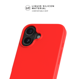 Coque antichoc en gel de silicone doux pour 55% de plastique recycl&eacute; Apple iPhone 16, Rouge Ardent