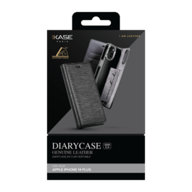 Diarycase 2.0 Coque clapet en cuir v&eacute;ritable avec support aimant&eacute; pour Apple  iPhone 14 Plus, Noir Minuit