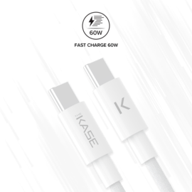 USB-C To USB-C 60W Double-Braided Fast Charge/Sync Cable (2M), White
