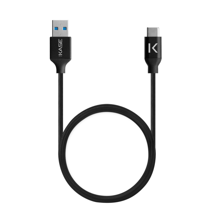 Câble USB 3.2 Gen 2 charge rapide USB-C vers USB-A métallisé tressé Charge/sync (1M), Noir