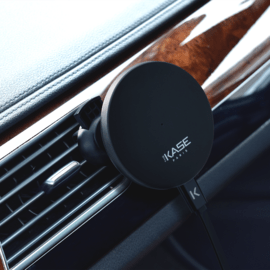 Chargeur de voiture sans fil d&eacute;tachable 2-en-1 (15W), Noir Carbone