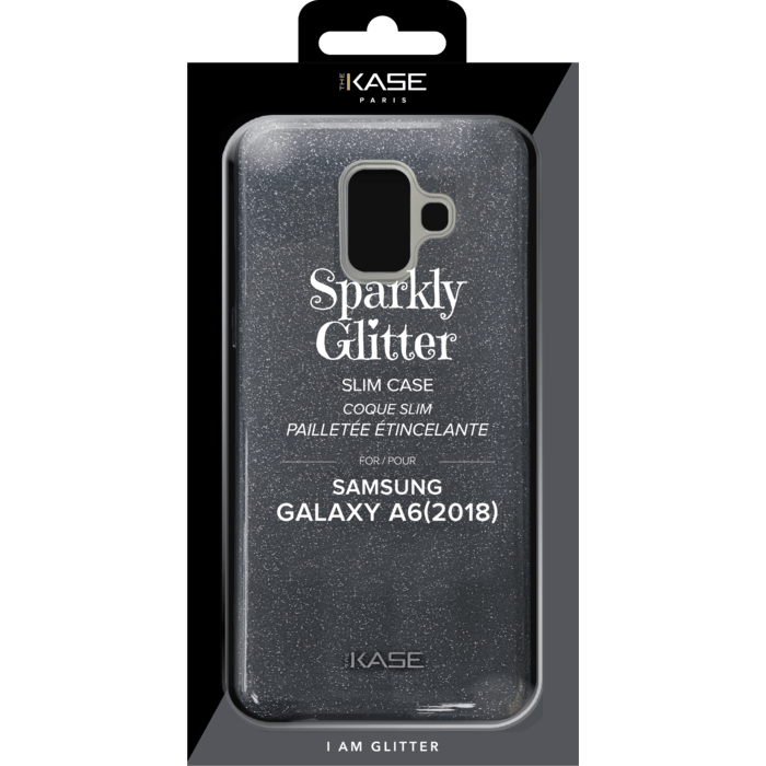 Coque slim&nbsp;paillet&eacute;e &eacute;tincelante pour Samsung Galaxy A6 (2018), Noir