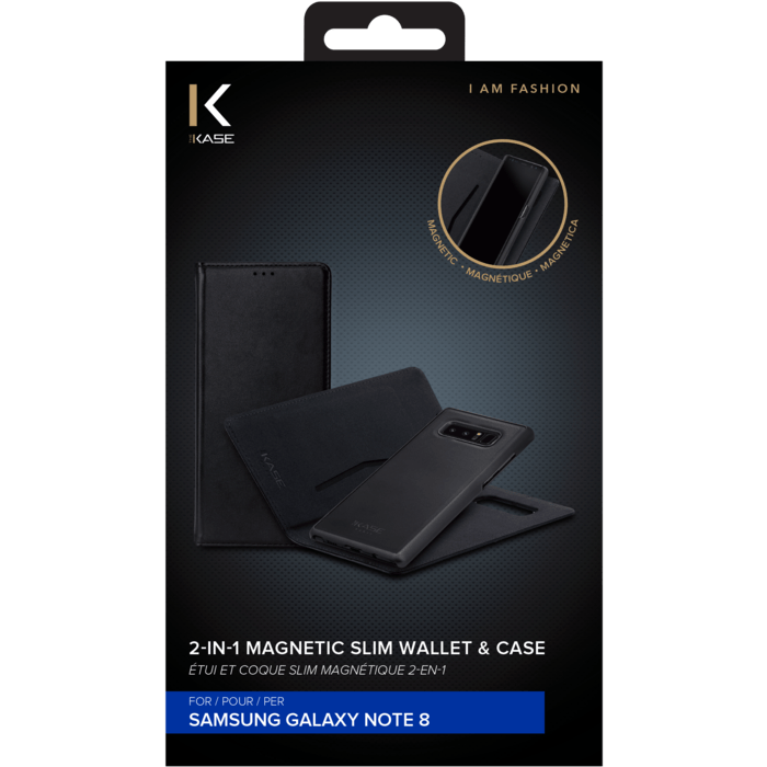 Étui et Coque slim magnétique 2-en-1 pour Samsung Galaxy Note 8, Noir
