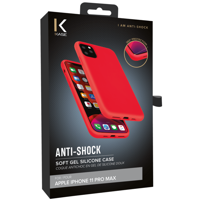 Coque antichoc en gel de silicone doux pour Apple  iPhone 11 Pro Max, Rouge Ardent