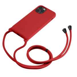 Coque en gel de silicone doux en bandouli&egrave;re pour Apple iPhone 12/12 Pro, Rouge Ardent