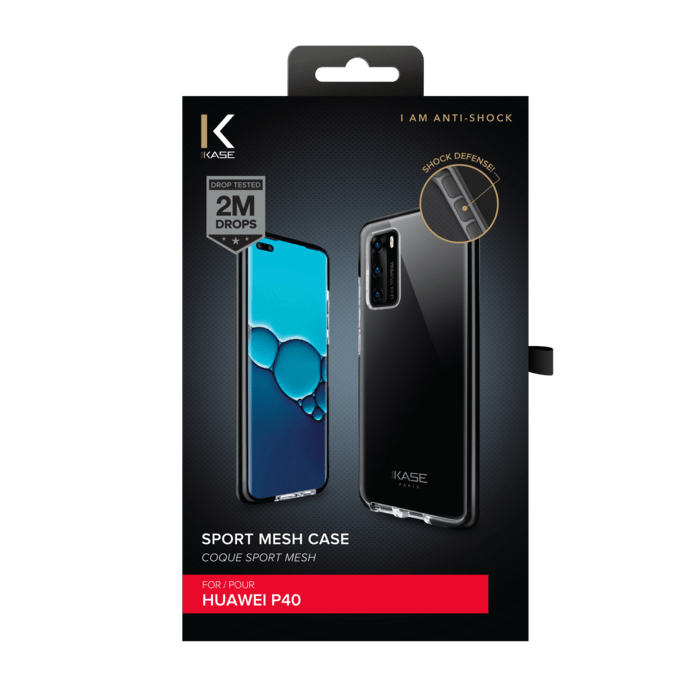 Coque Sport mesh pour Huawei P40, Noir de jais