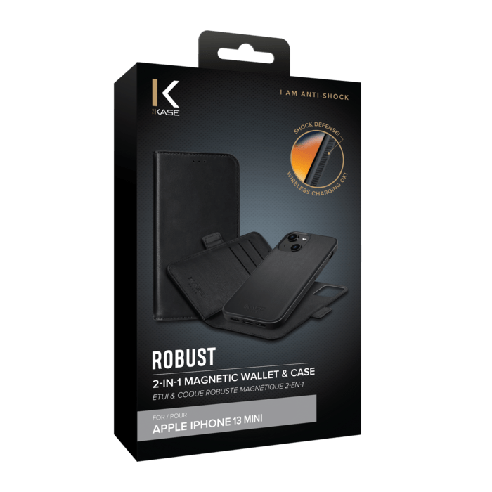 Etui & Coque robuste magn&eacute;tique 2-en-1 pour Apple iPhone 13 mini, Noir Onyx