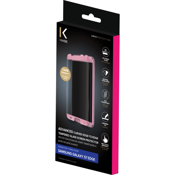Protection d'&eacute;cran en verre tremp&eacute; Bord &agrave; Bord Incurv&eacute; avanc&eacute; pour Samsung Galaxy S7 Edge, Or Rose