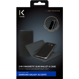 &Eacute;tui et Coque slim magn&eacute;tique 2-en-1 pour Samsung Galaxy A3 (2017), Noir