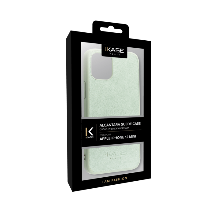 Coque en Su&egrave;de Alcantara pour Apple iPhone 12 mini, Vert Avocat