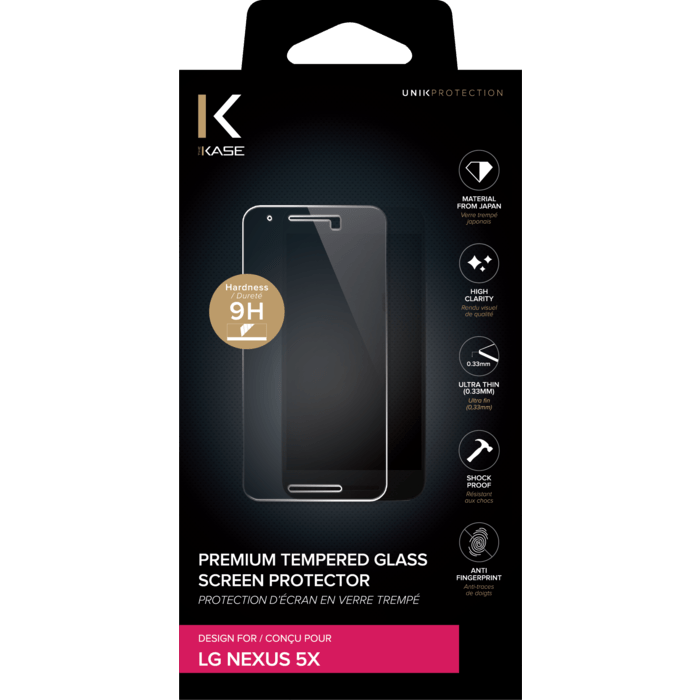 Protection d'&eacute;cran premium en verre tremp&eacute; pour LG Nexus 5X, Transparent