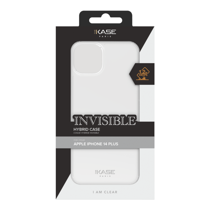 Coque hybride invisible pour Apple iPhone 14 Plus, Transparente
