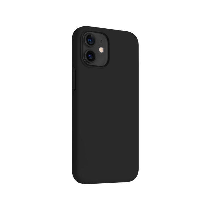(O) Coque antichoc en gel de silicone doux pour Apple iPhone 12 mini, Noir satin
