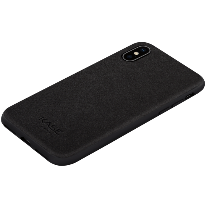 Coque en Su&egrave;de Alcantara pour Apple iPhone X/XS, Minuit Noir