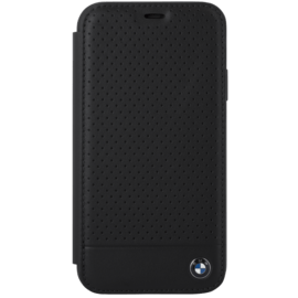 Case BMW Perforated Genuine Leather Flip Case for Apple iPhone XR, Black