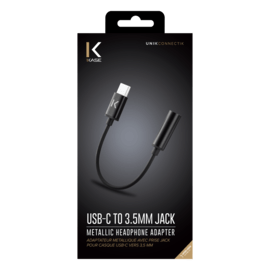 Adattatore jack per cuffie metallico da USB-C a 3,5 mm, nero