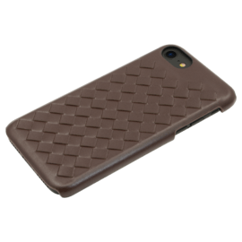 Coque en cuir v&eacute;ritable Treccia pour Apple iPhone 6/6s/7/8/SE 2020, Marron