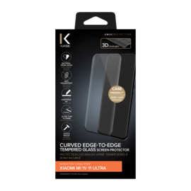 Protection d'&eacute;cran en verre tremp&eacute; Bord &agrave; Bord Incurv&eacute; pour Xiaomi Mi 11/11 Ultra, Noir