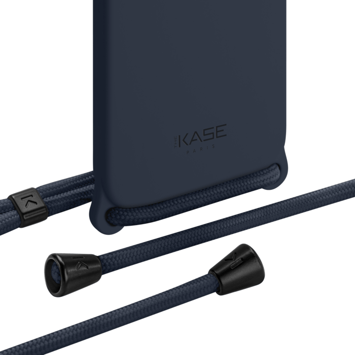 Coque en gel de silicone doux en bandouli&egrave;re pour Apple iPhone 12/12 Pro, Bleu Oxford