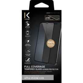 Case Full Coverage Tempered Glass Screen Protector for iPhone X/XS, Black
