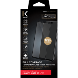 Protection d'écran en verre trempé (100% de surface couverte) pour Huawei Mate 20 Lite, Noir