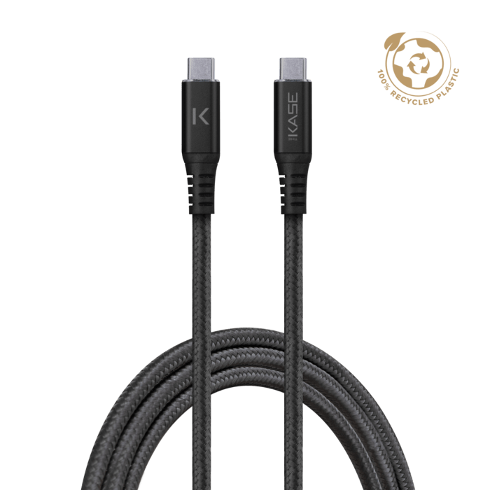 Câble USB-C vers USB-C (USB4 GEN2) 100W Fast Charge/Sync Aramide fabriqué avec 100 % de plastique (1,2M), Noir