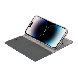 Diarycase 2.0 Coque clapet en cuir v&eacute;ritable avec support aimant&eacute; pour Apple iPhone 14 Pro, Vesper Violet