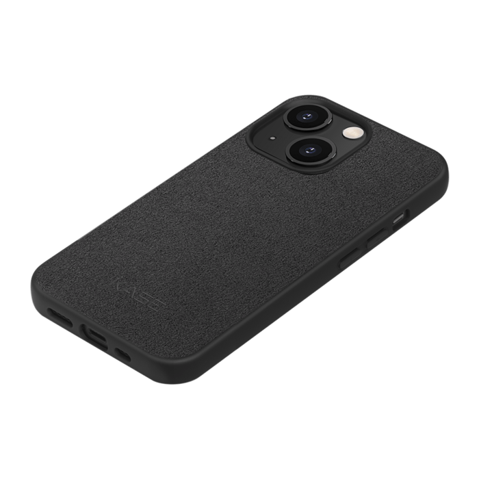 Coque en Su&egrave;de Alcantara pour Apple iPhone 14, Minuit Noir