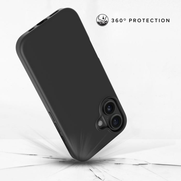 Coque antichoc en gel de silicone doux pour 55% de plastique recycl&eacute; Apple iPhone 17, Noir satin