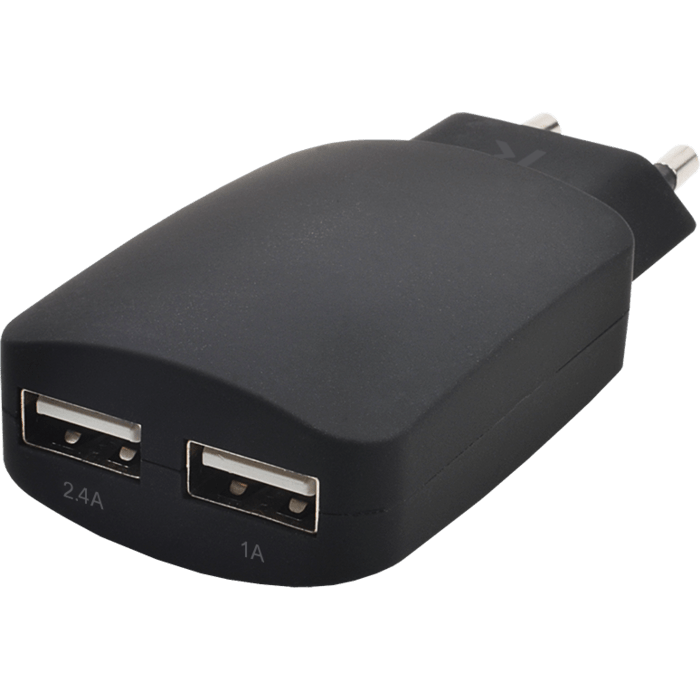 Chargeur Universel Double USB (EU) 3.4A, Noir de Jais