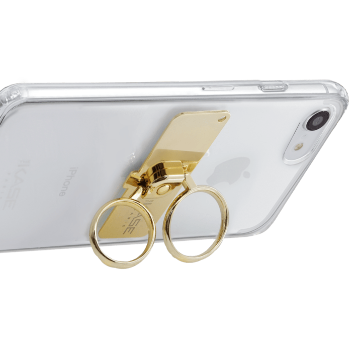 Double Anneaux Accroche & Support Smartphone, Barre M&eacute;tallique Dor&eacute;e