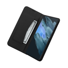 Coque clapet folio avec fente pour cartes & support pour Samsung Galaxy S21 FE 5G, Noir
