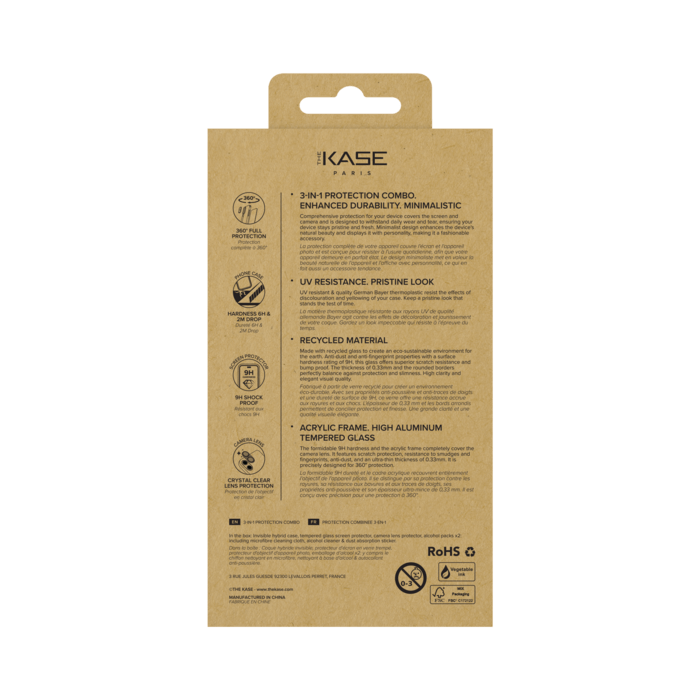 Pack combin&eacute; 3 en 1 (Coque hybride invisible, &Eacute;cran en verre tremp&eacute; de qualit&eacute; sup&eacute;rieure et Protecteur de l&rsquo;objectif de la cam&eacute;ra) pour Apple iPhone 17, Transparente