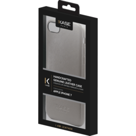 Coque en Cuir V&eacute;ritable Fabriqu&eacute;e &agrave; la Main&nbsp;pour Apple iPhone 7, Gris