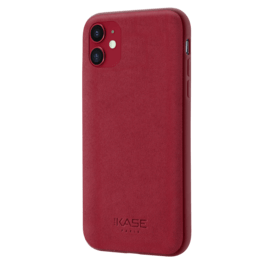 Coque en Su&egrave;de Alcantara pour Apple iPhone 11, Rouge rubis