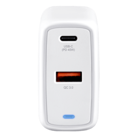 Chargeur secteur mural UE double USB universel PowerPort Speed+ Charge Rapide 45W (QC 4+/Power Delivery), Blanc