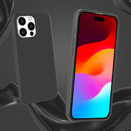 Coque antichoc en gel de silicone doux pour Apple iPhone 15 Pro Max, Noir satin