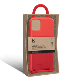 Coque antibact&eacute;rienne Vegan bio en bandouli&egrave;re pour Apple iPhone 11, Rouge &eacute;carlate
