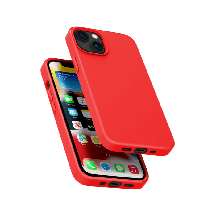 Coque antichoc en gel de silicone doux pour Apple iPhone 13 mini, Rouge Ardent