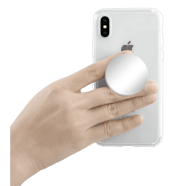 POP-UP poign&eacute;e & support smartphone, Argent Chrom&eacute;