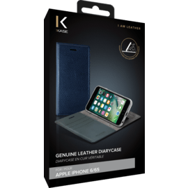 Diarycase Coque clapet en cuir véritable avec support aimanté pour Apple iPhone 6/6s, Bleu Marine Lézard