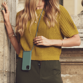 Coque en gel de silicone doux en bandouli&egrave;re pour Apple iPhone 11 Pro, Vert mousse