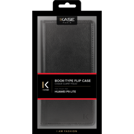 (P) Coque clapet avec pochettes CB & stand pour Huawei P9 lite, Noir