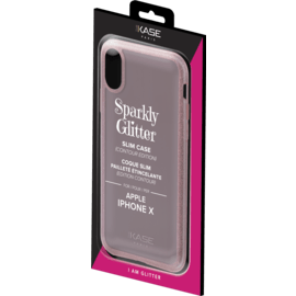 Coque slim&nbsp;paillet&eacute;e &eacute;tincelante (Edition contour) pour Apple iPhone X/XS Or Rose