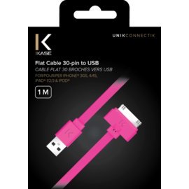 Cable plat 30 broches vers USB (1m) pour Apple, Rose Bonbon