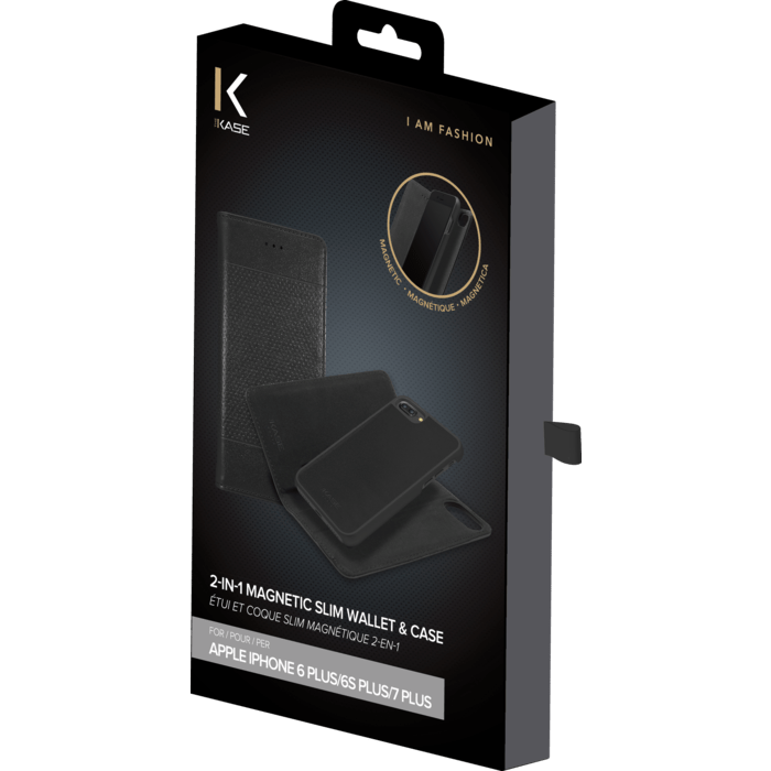 &Eacute;tui et Coque slim magn&eacute;tique 2-en-1 pour Apple iPhone 6 Plus/6s Plus/7 Plus/8 Plus, Noir