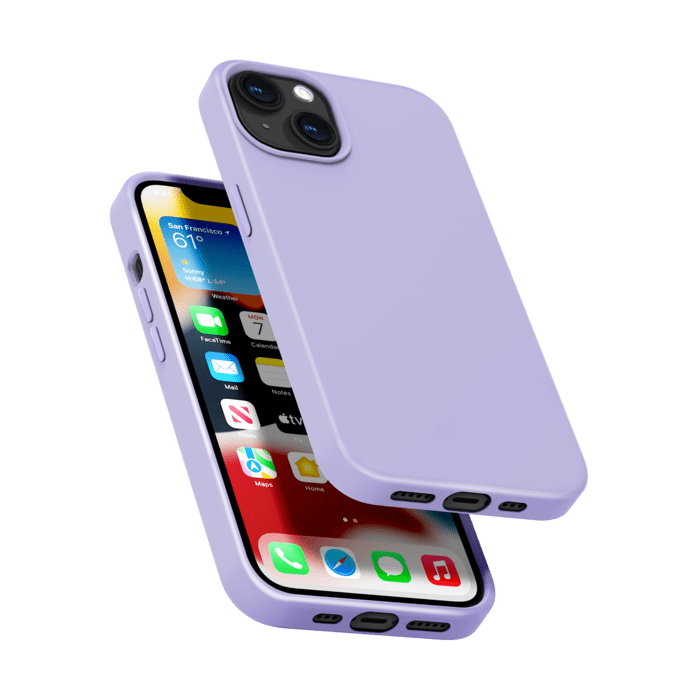 Coque antichoc en gel de silicone doux pour Apple iPhone 13, Violet Lilas